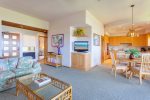 Spacious living room with large flat screen TV